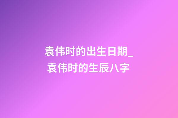 袁伟时的出生日期_ 袁伟时的生辰八字